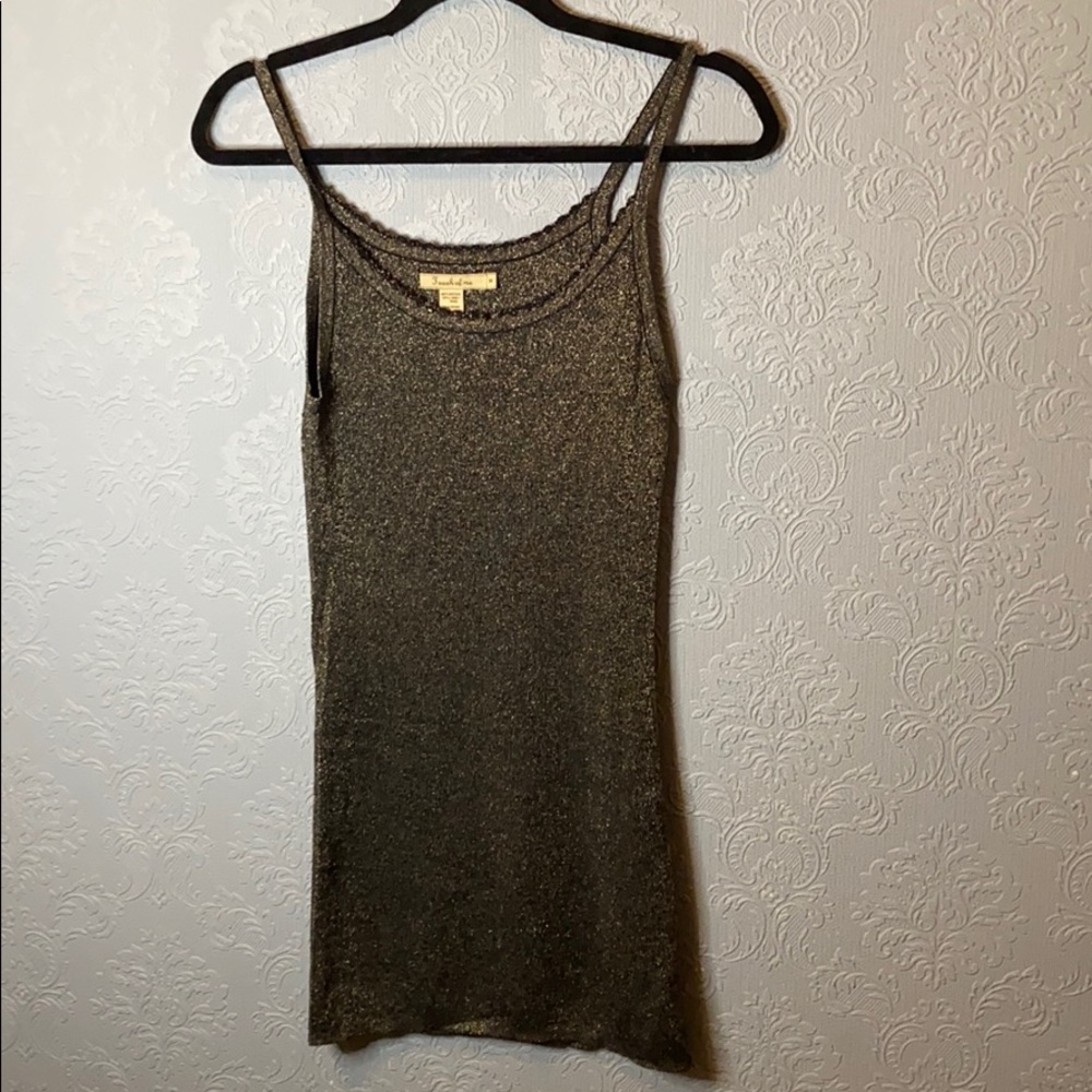 4/$20 Touch of Me wool viscose black and gold tank